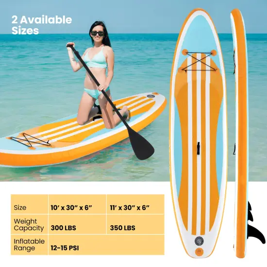Blue Yellow Inflatable SUP Board Drop Stitch PVC EVA Adjustable Paddle Lightweight {6}