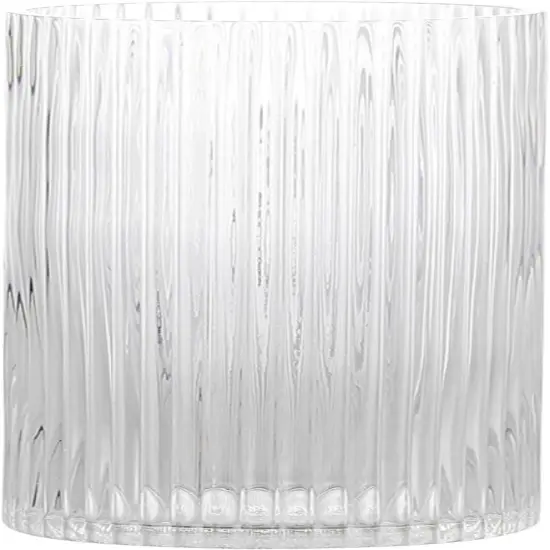 Clear Glass Vase, Glass Flower Vase, Ribbed Glass Vase, Clear Vase, Tall Cylinder Glass Vases for Centerpieces, Living Room, Dining Table, Office, Wedding, Bookshelf Decoration, 9.8 Inches {1}