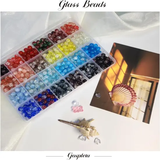 1200PCS 8mm Glass Beads Bracelet Making Kit {4}