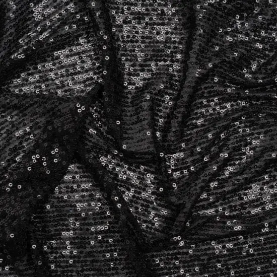 1 Yard Black Stretch Polyester Mesh Fabric Baby Sequins Stripes 49 inch Width {1}