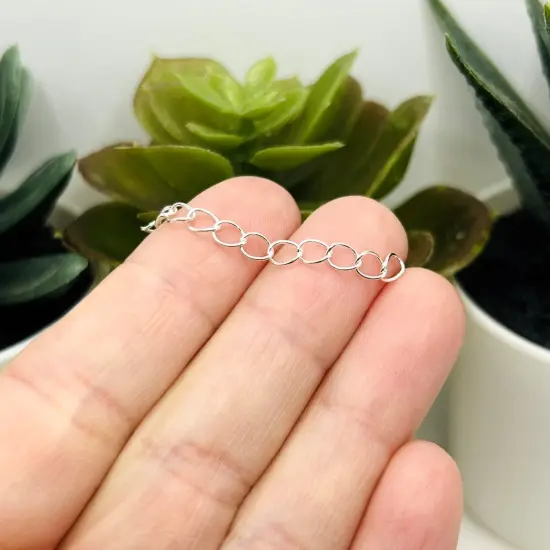 Silver Iron Necklace Extenders, 5cm {3}