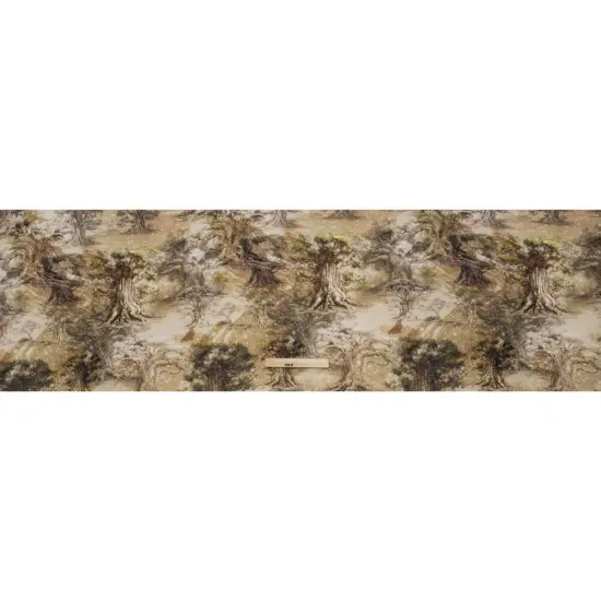 1 Yard Yellow Red Dark Green Linen Fabric Medium Weight Nature Print 58 inch Width {3}