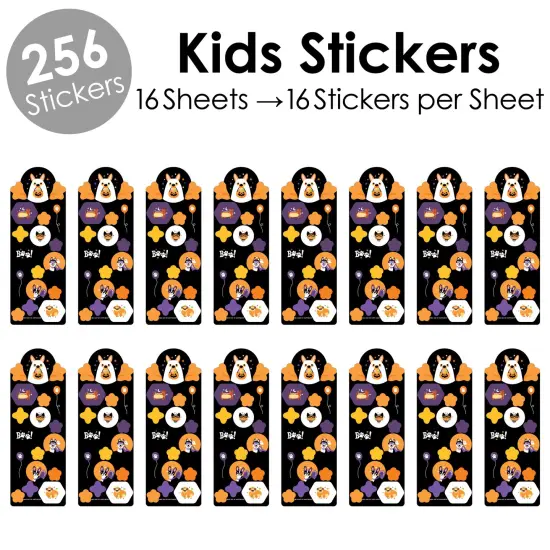 Big Dot of Happiness Halloween Pets - Cats and Dogs Party Favor Kids Stickers - Birthday Goodie Bag Filler - 16 Sheets - 256 Stickers {4}