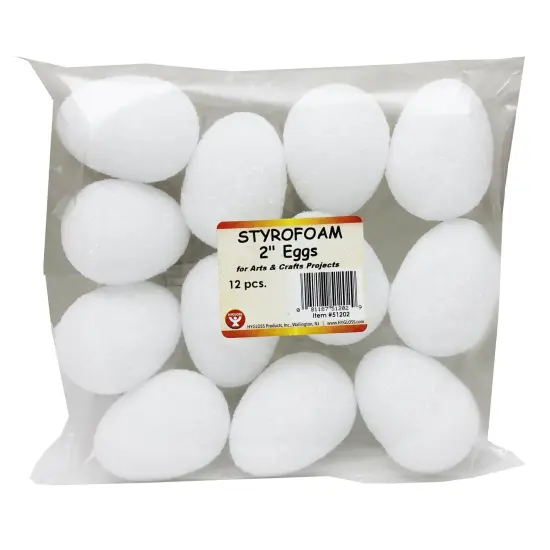 Styrofoam Eggs, 2", Pack of 12 {1}