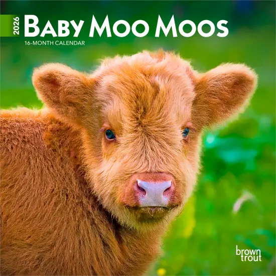 Baby Moo Moos | 2026 7 x 14 Inch (Hanging) Monthly Mini Wall Calendar {1}