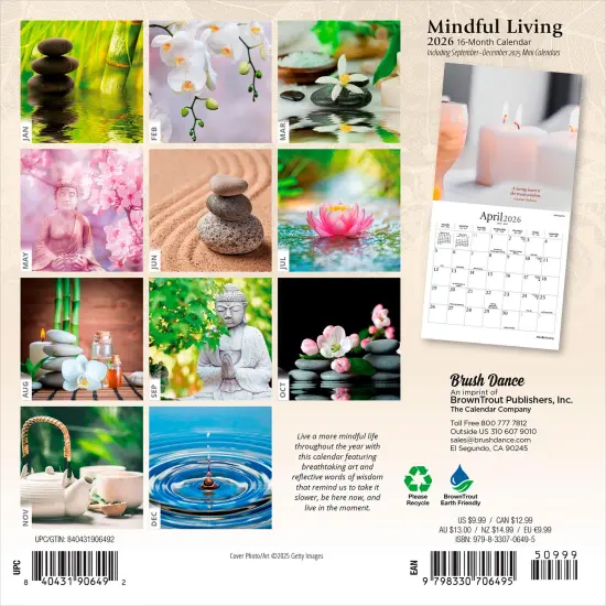 Mindful Living | 2026 7 x 14 Inch (Hanging) Monthly Mini Wall Calendar {2}