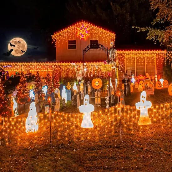 33ft 400 LED Orange Lights for Halloween {2}