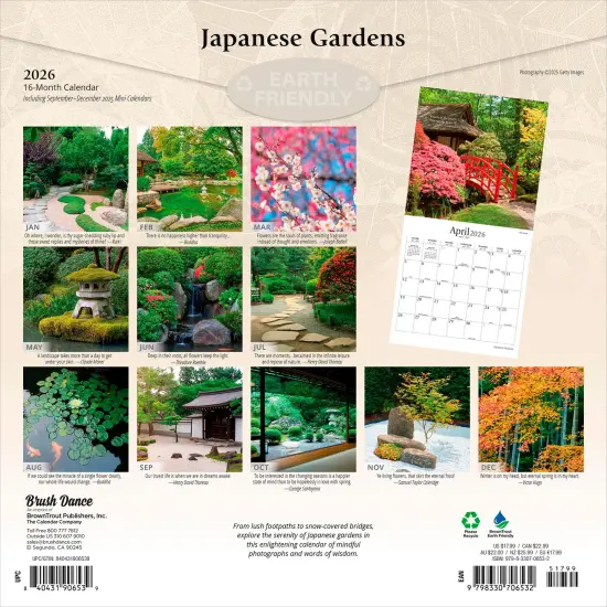 Japanese Gardens | 2026 12 x 24 Inch (Hanging) Monthly Square Wall Calendar | Plastic-Free {2}