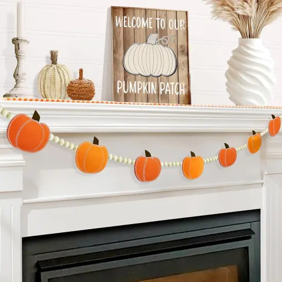 Fall Decorations for Home Pumpkin Garland, Adjustable Wood Bead {1}