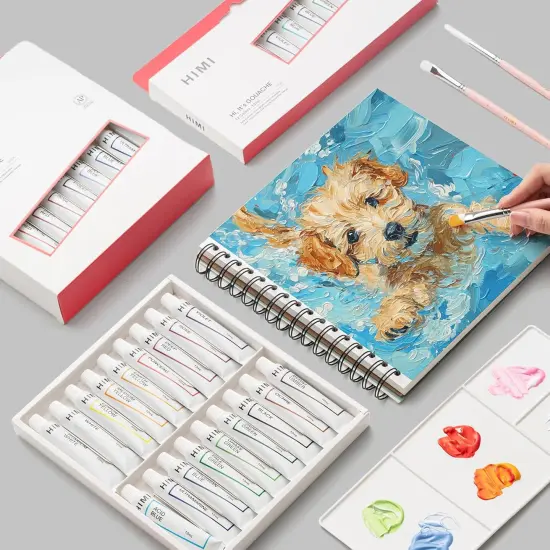 Gouache Paint Tube Set -24 Colors 12ml, with Rich Pigments, Gouache paint Non-Toxic, suitable for Beginners, Artists, and Hobby Painters. Beautiful Gifts for Art Supplies Painting(24 colors) {5}