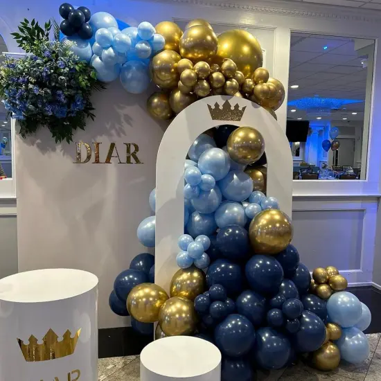 Blue and Gold Balloons, 60Pcs 12Inch Navy Pearl Blue Party Balloons with Metallic Gold Blue Helium Balloon Blue Gold Confetti Latex Balloons Set for Boys Birthday Baby Shower Christening Decorations {2}