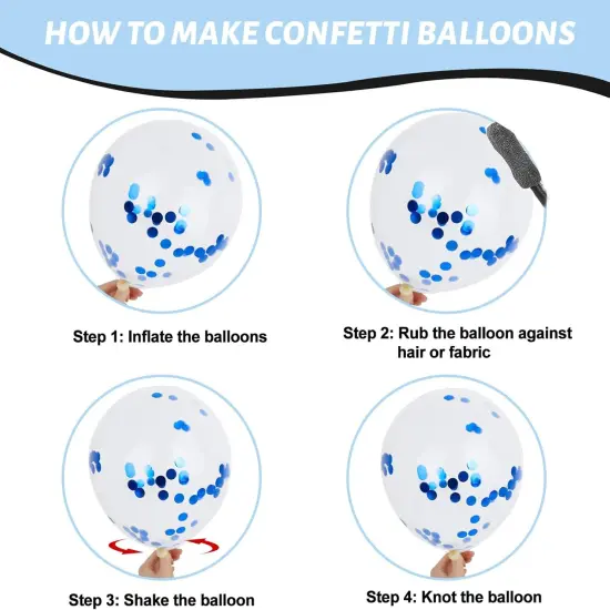 60PCS Blue Balloons, 12 Inches White Pastel Colored Confetti Latex Balloons Garland Arch with Ribbon {3}