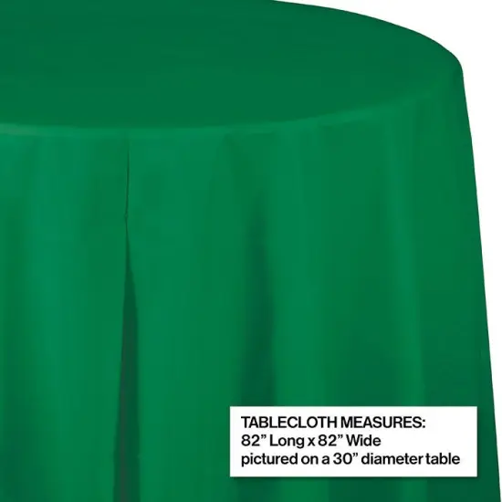 12 pc Bulk Emerald Green Round Plastic 82 inch Table Covers {2}