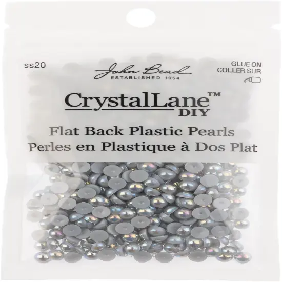 Crystal Lane DIY SS20(5mm) Plastic Pearl Flatback Rhinestones, 575pcs Grey AB {3}