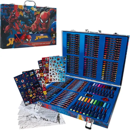 Colored Pencils Art Supplies Kids Drawing Kit School Supplies Painting Kit Girls Drawing Pencils Art Kit Travel Case with Crayons Arts and Crafts for Kids 4-12 (Multi Spiderman) {1}