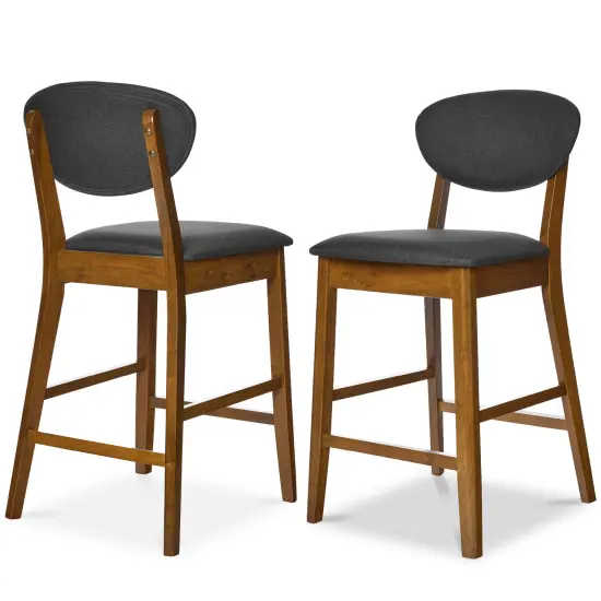 Best Choice Products 2-Piece Mid-Century Modern Wood and Upholstered Counter Height Bar Stool Set Walnut/Charcoal {1}