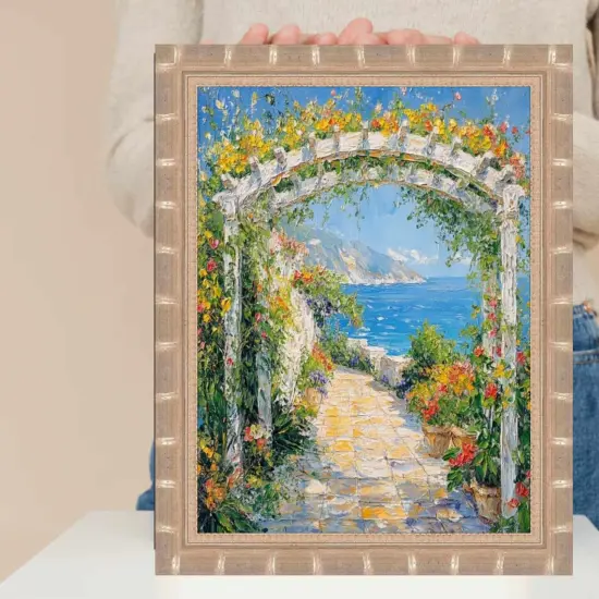 Boho Silver Bamboo Wood Picture Frame 32x48 frame {7}