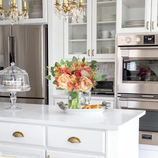 2 Packs Artificial Peonies - (Beige & Orange) {4}