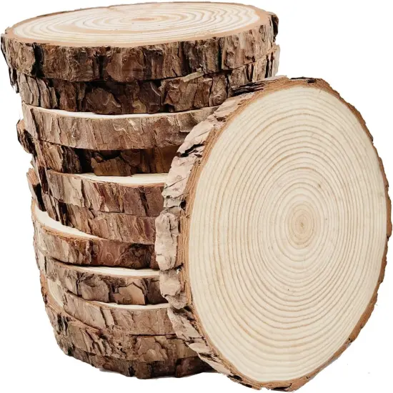 Unfinished Wood Slices for centerpieces 18 PCS 5.1-5.5 Inch {1}