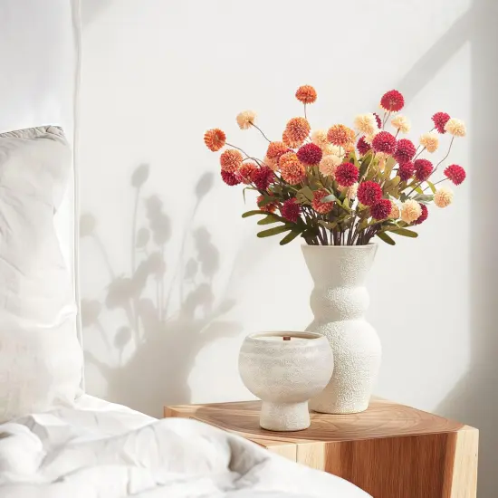 Fall Faux Silk Pompon Mum Artificial Flower {2}