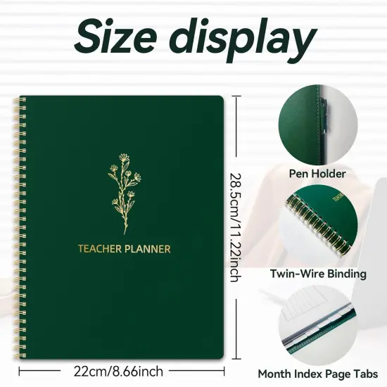 Teacher Planner 2025-2026 - 8.5&rdquo;x11.5&rdquo; (Dark Green) {2}
