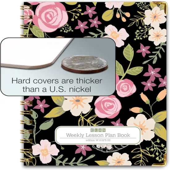 7 Period Teacher Lesson Planner (Black Floral) {3}