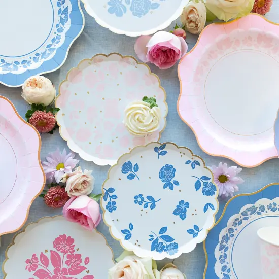 PETAL PINK ELEGANT FLORAL DINNER PLATES {6}