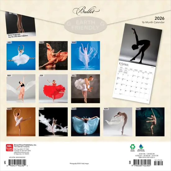Ballet | 2026 12 x 24 Inch (Hanging) Monthly Square Wall Calendar | Foil Stamped Cover | Plastic-Free {2}