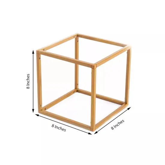 2 pcs 8" tall Matte Gold Geometric Cube Metal Stands Wedding Party Vase Holders {4}