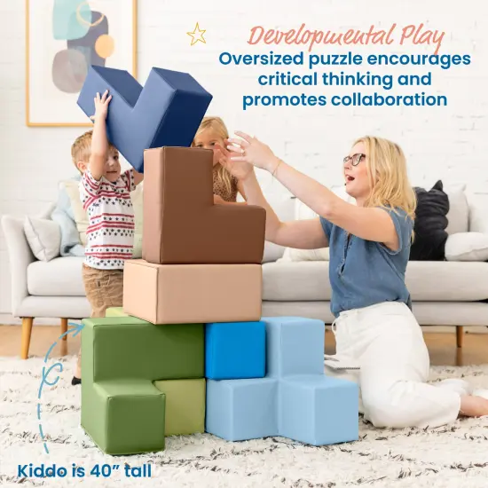 Brainy Building Blocks, Foam Puzzle, 7-Piece Earthtone {3}