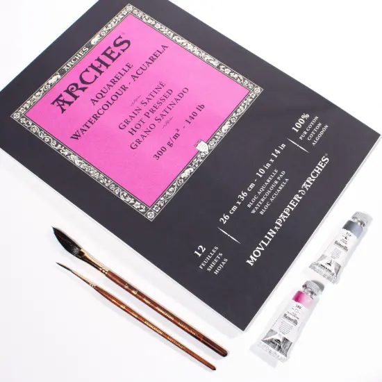 Arches Aquarelle Hot Pressed Watercolor Pad 10"X14"- 140lb, 12 Sheets {3}