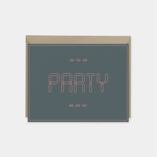"Party" Maroque Invitation Card V, Bright Pink {1}
