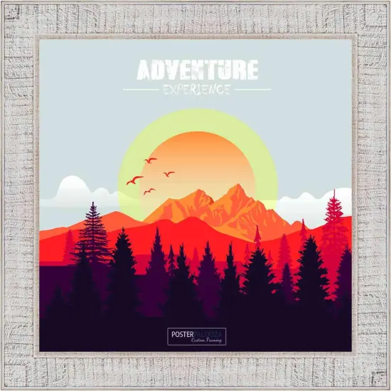 Square Sculpted White Picture Frame - UV Acrylic, Foam Board Backing, Hanging Hardware {1}