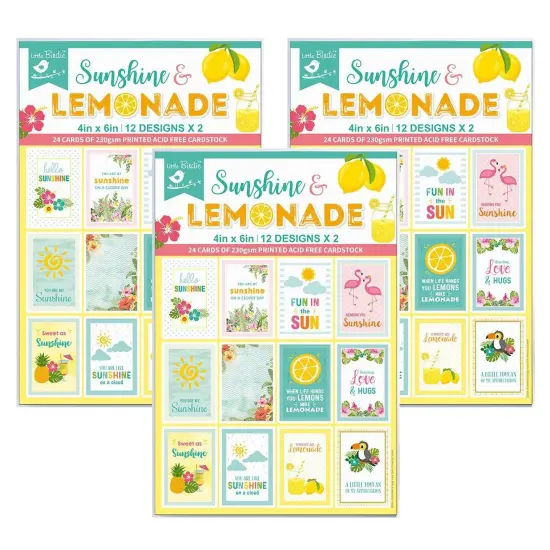 Pack of 3 - Little Birdie Journaling Cards4"X6" 24/Pkg-Sunshine & Lemonade {1}