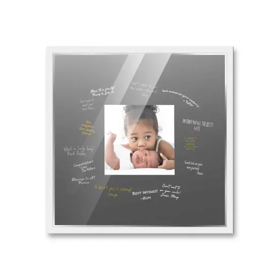 Autograph White Wood Frame with Squre Black Mat - Perfect for Event Signatures, Silver Marker Pens Included - 3 Sizes Available {2}