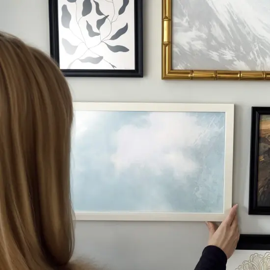 Photo Size Modernist White Picture Frame - UV Acrylic, Foam Board Backing, Hanging Hardware {5}