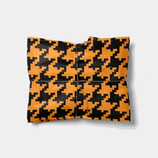 Orange Oversized Houndstooth Gift Wrap {1}