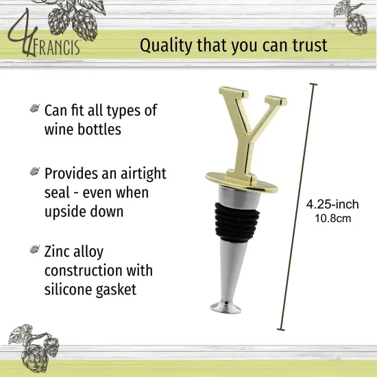 Reusable Wine Cork Bottle Wine Stopper Top Closer Seal with Brass Letter {4}