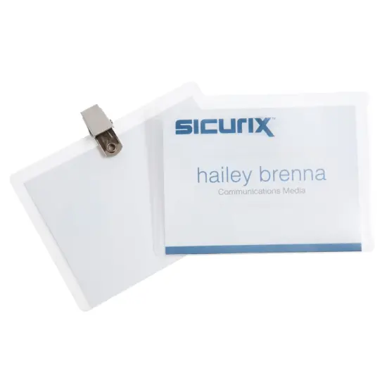 Clip Style ID Badge Holder Kit with Printable Inserts, 4" x 3", Pack of 50 {1}