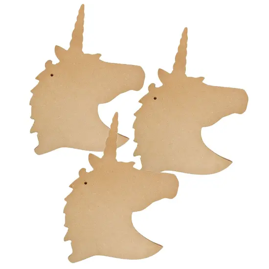 Pack of 3 - Little Birdie MDF Base Unicorn Head 10"X13"-Unicorn Head {1}