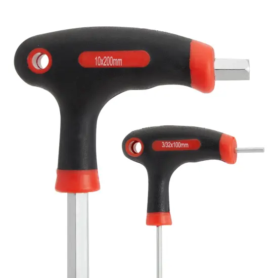 14 Piece T Handle Allen Wrench Set, 7 Imperial and 7 Metric Hex Key Set (Red and Black) {4}