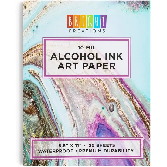 Bright Creations Alcohol Ink Paper Pad - 8.5 x 11 Inches White, for Art Painting & Crafts - 25 Sheets - Alcohol Inks {1}