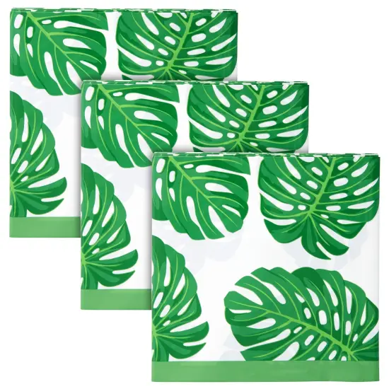 3 Pack Tropical Leaves Tablecloth for Hawaiian Luau, Safari Birthday Party Decorations, Baby Shower (54 x 108 In) Green {6}
