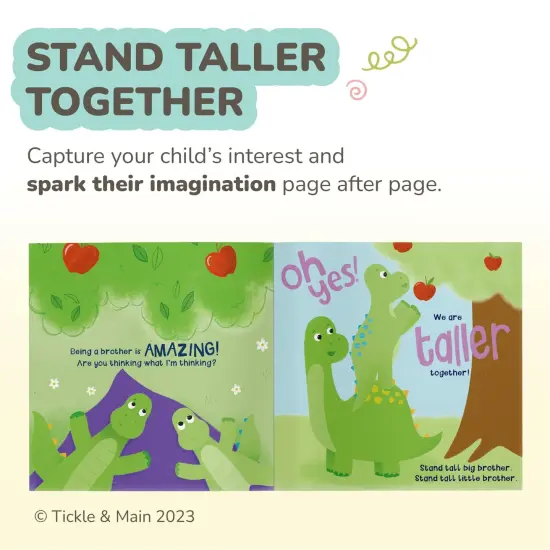 Tickle & Main 3 Piece New Big Brother Gift for Boys, Includes Big Brother/Little Brother Dinosaur Stuffed Animals with Storybook for Announcing a New Sibling, Educational and Engaging, Ages 1-14 {3}