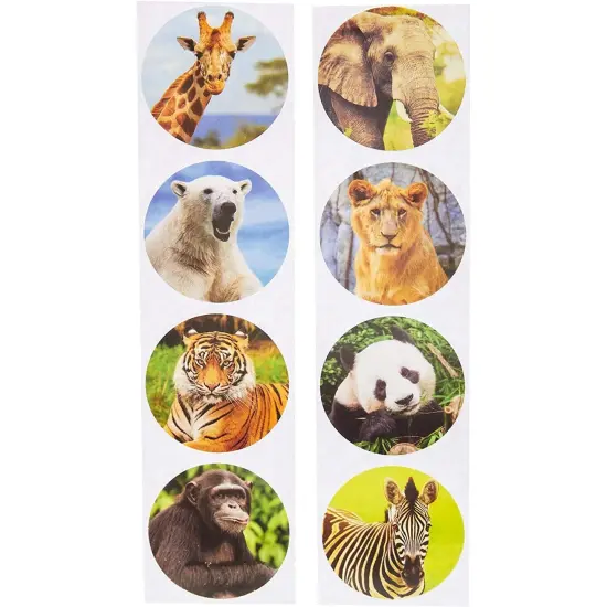 BLUE PANDA Animal Sticker Roll - 1000-Count Roll - Circle-Shaped Zoo Animal Stickers for Kids Ages 3-14 - Classroom Crafts & Rewards - Fade-Resistant Paper Multicolor {4}