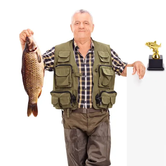 Juvale Small Golden Fishing Trophy Award for Ceremonies, Tournaments, Competitions, and Fish Derbies, Biggest Fish Trophy for Kids and Adults, Customizable Base for Personalized Engraving, 3x5 in {4}