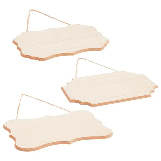 6-Pack of Unfinished MDF Hanging Wood Plaques for Crafts with Jute Rope, Blank 9x6-Inch, 1/4-Inch Thick Wooden Sign for DIY Painting, Art Projects, Home Decor, 3 Designs Brown {7}