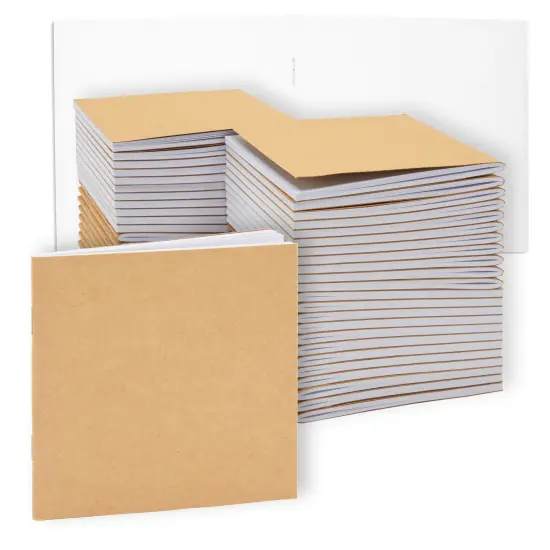 48 Pack Mini Blank Books for Kids - Bulk Sketchbooks, Kraft Paper Notebooks for Classroom, Party Favors, Travel Writing (4x4 In) Brown {1}