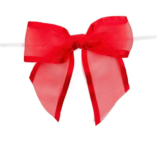 Red Organza Bow Twist Ties for Favors and Treat Bags (1.5 Inches, 36 Pack) {5}