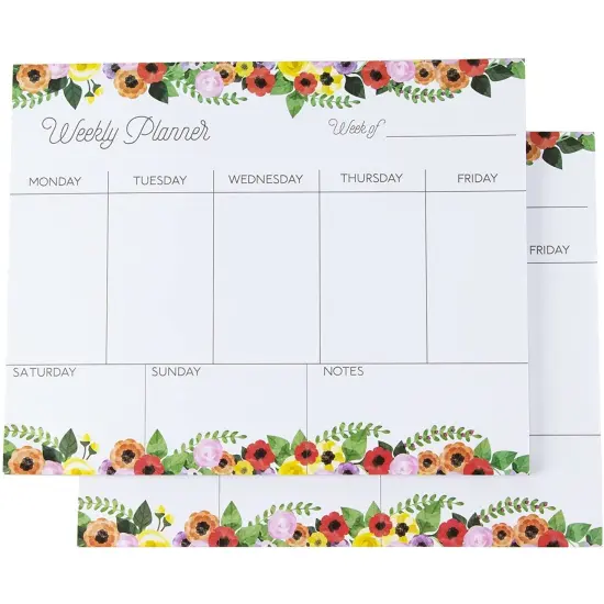 Floral Weekly Planner Pads, Daily Schedule and To Do List (8 x 10 In, 2 Pack) Multicolor {1}